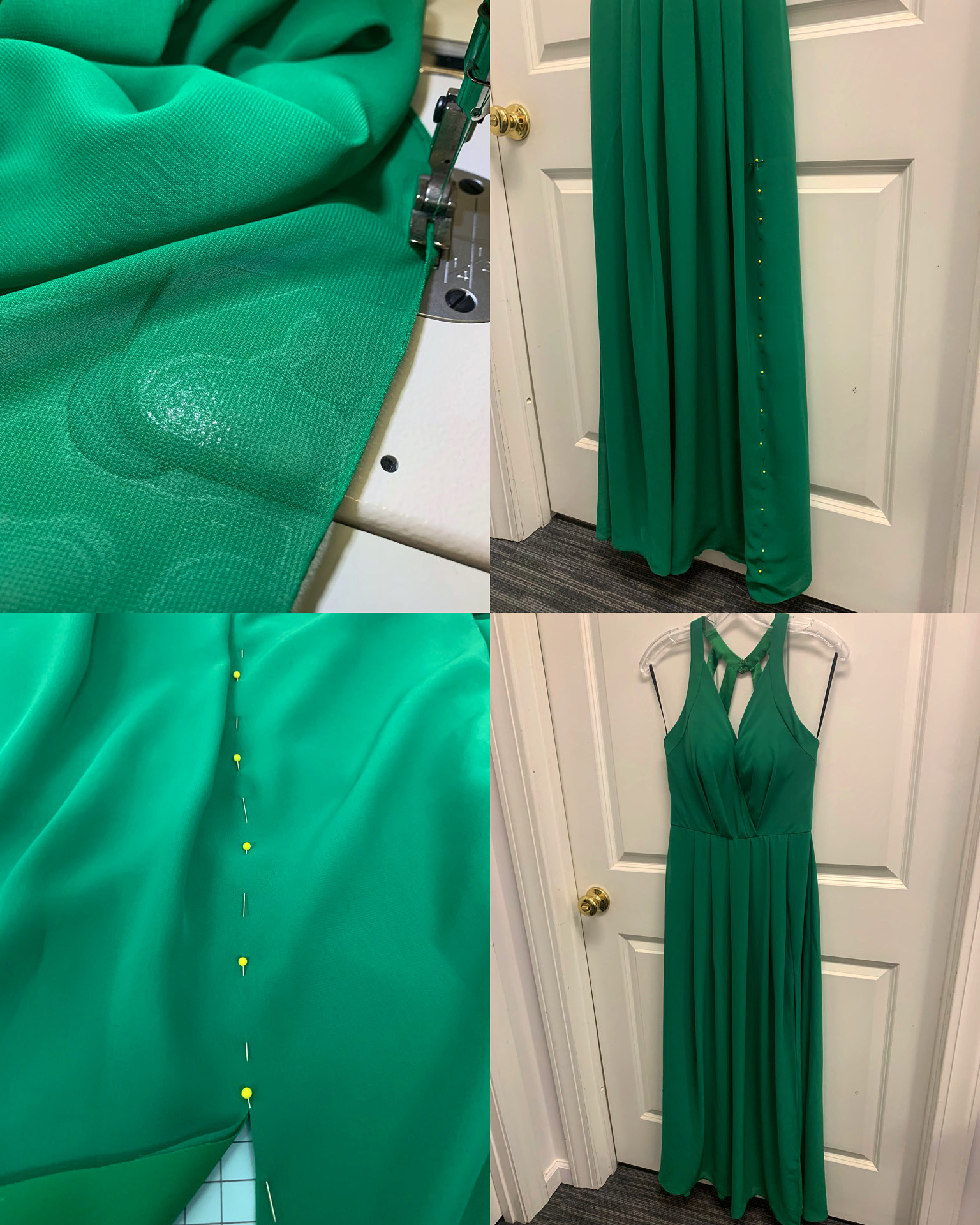 Slit added to bridesmaid dress