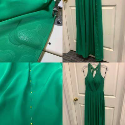 Slit added to bridesmaid dress